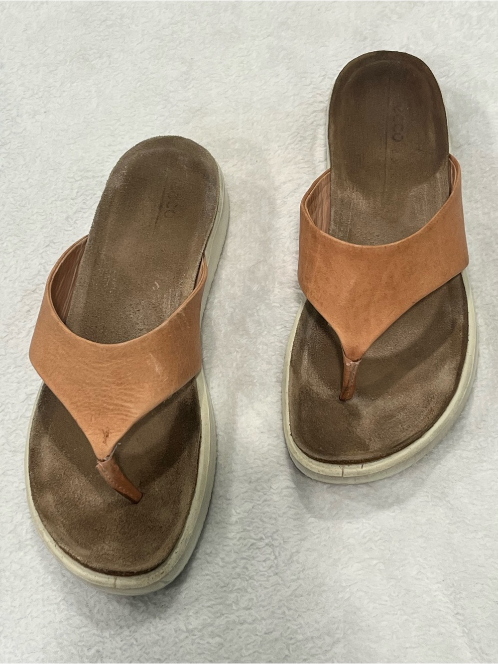 Ecco Women's Suede Thong Sandals in Light Brown “Comes With Cleaning Kit”